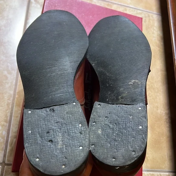 Salvatore Ferragamo Brown Woven Leather Double Monk Strap, Re-Soled, Size 10 - Picture 8 of 9